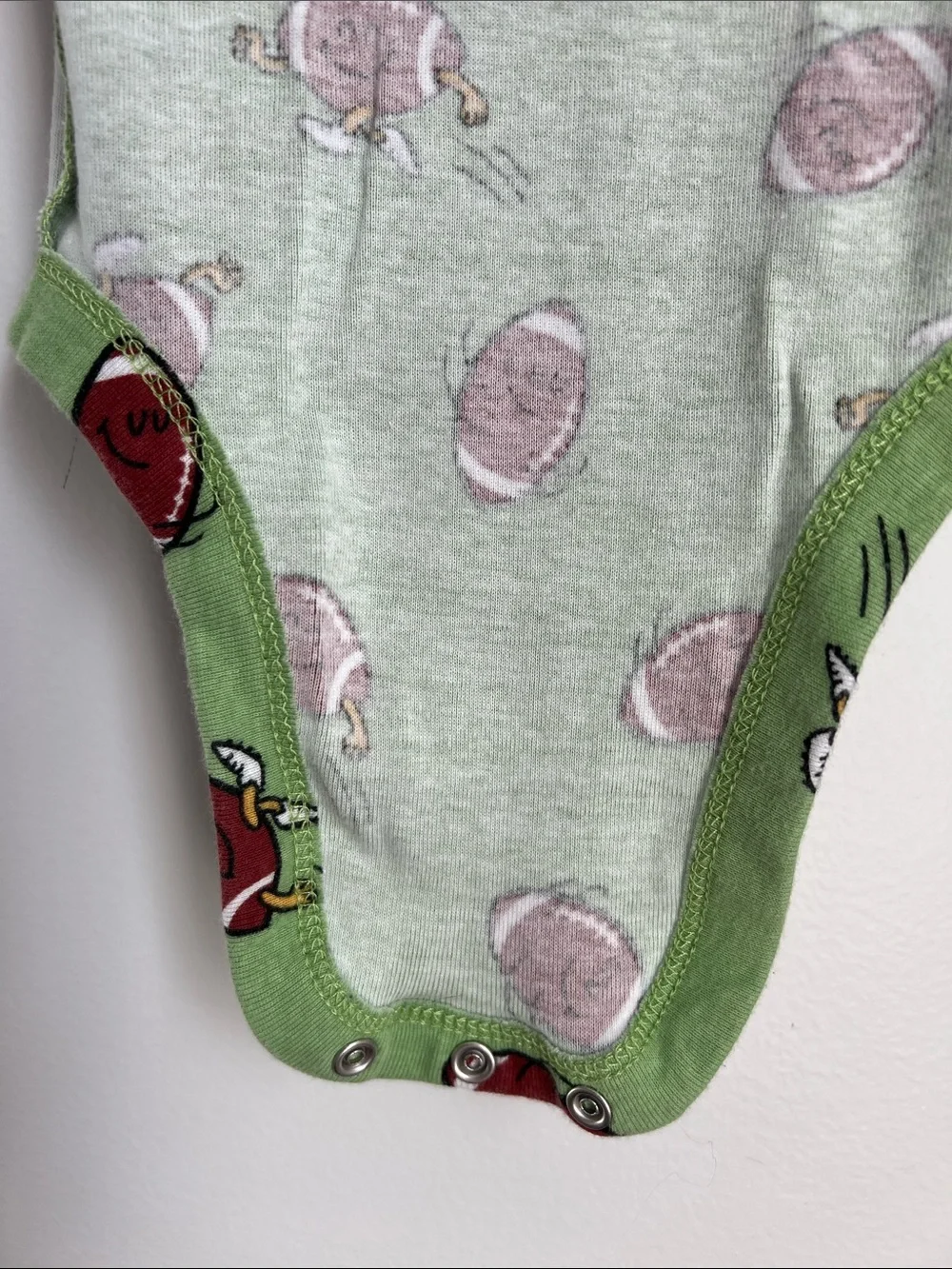 Old Navy | Green Football-Print Long-Sleeve Baby One-Piece 6-12 Months